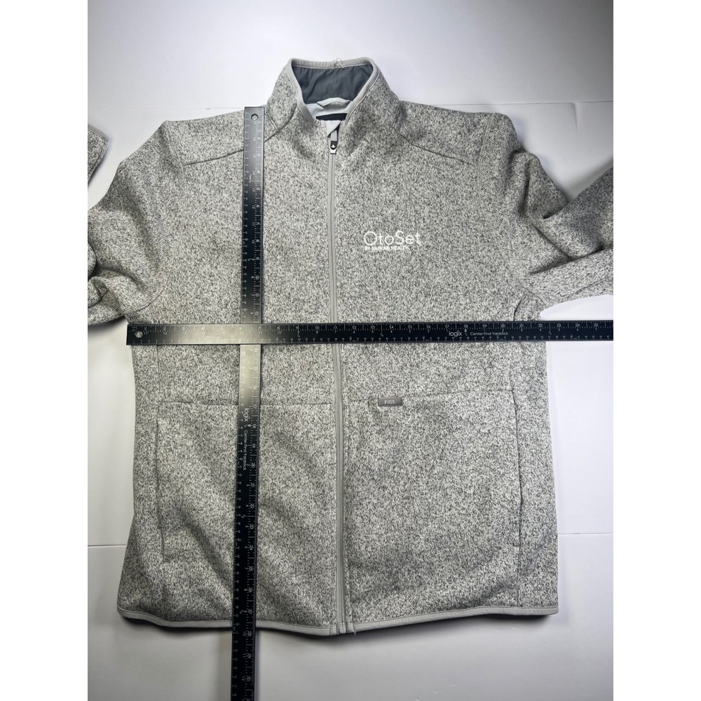 FIGS Fleece Jacket Mens XL Gray Full Zip Heathered OtoSet Embroidered Mock Neck - Picture 4 of 6